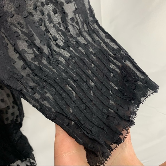 Charles Nolan Sheer Polka-Dot Silk Blouse, size 4 - Picture 6 of 10